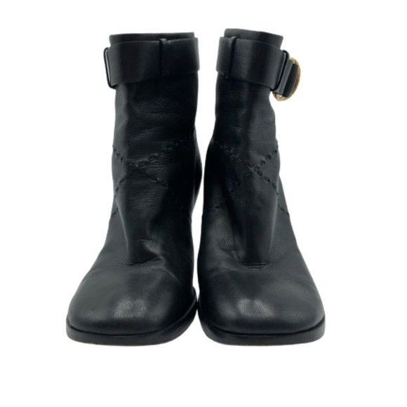 Auth. Chanel Womens Round Toe Ankle Bootie Leather Boots Shoes Black Sz.6.5B - Picture 2 of 8
